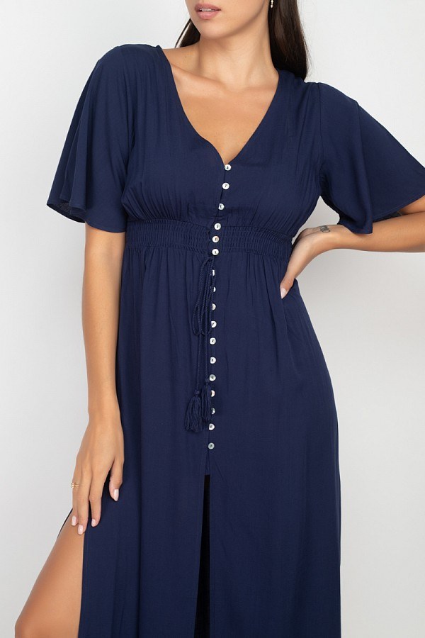Side Slit Smocked Waist Maxi Dress - Absolute Fashion 2020