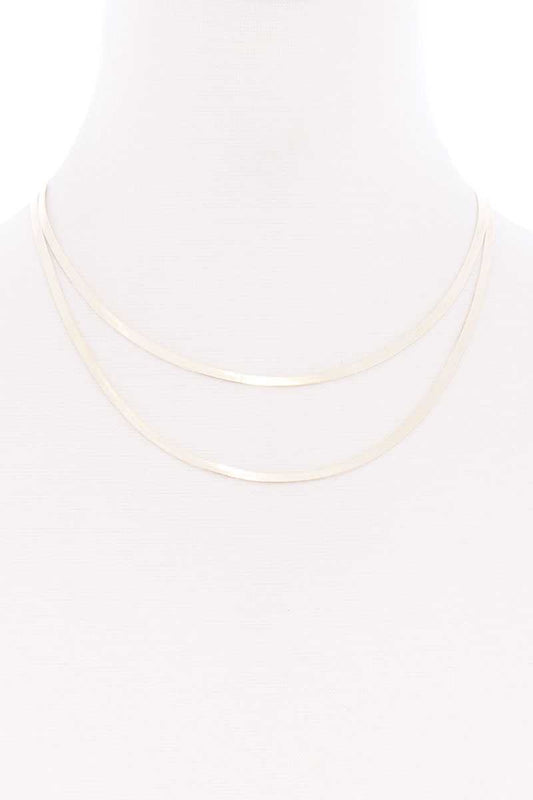Sodajo 2 Layered Herringbone Metal Chain Necklace - Absolute Fashion 2020