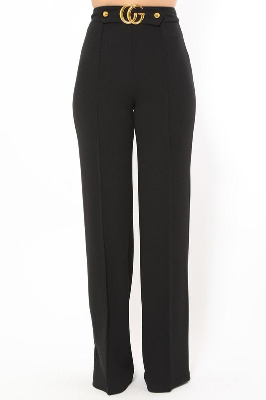 Cg Buckle And Button Detail Pants - Absolute Fashion 2020