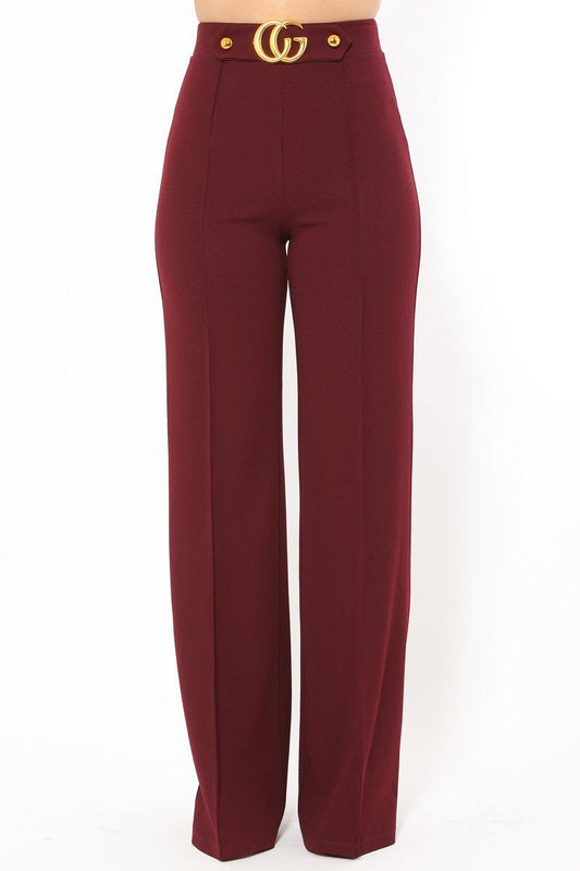 Cg Buckle And Button Detail Pants - Absolute Fashion 2020