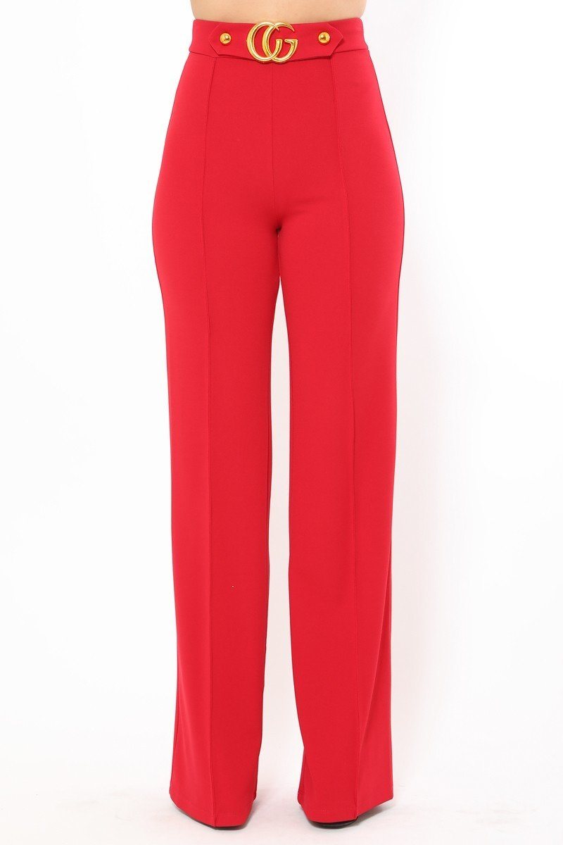Cg Buckle And Button Detail Pants - Absolute Fashion 2020