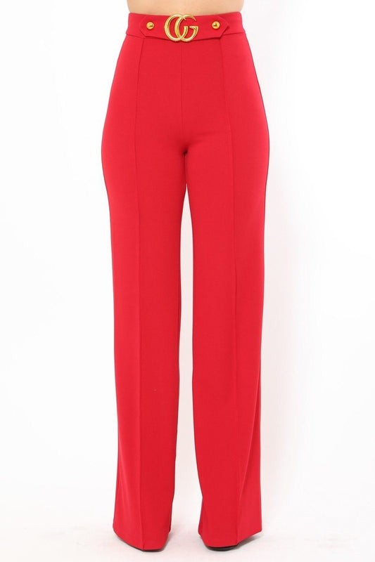 Cg Buckle And Button Detail Pants - Absolute Fashion 2020