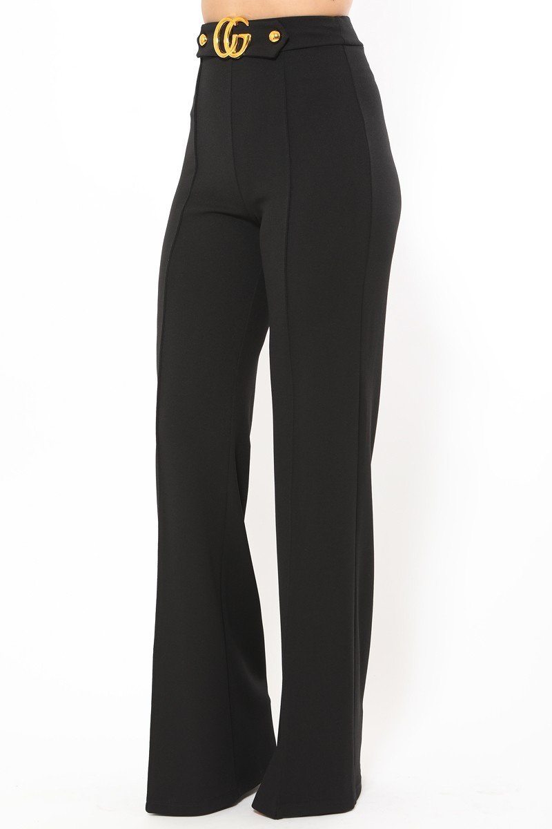 Cg Buckle And Button Detail Pants - Absolute Fashion 2020