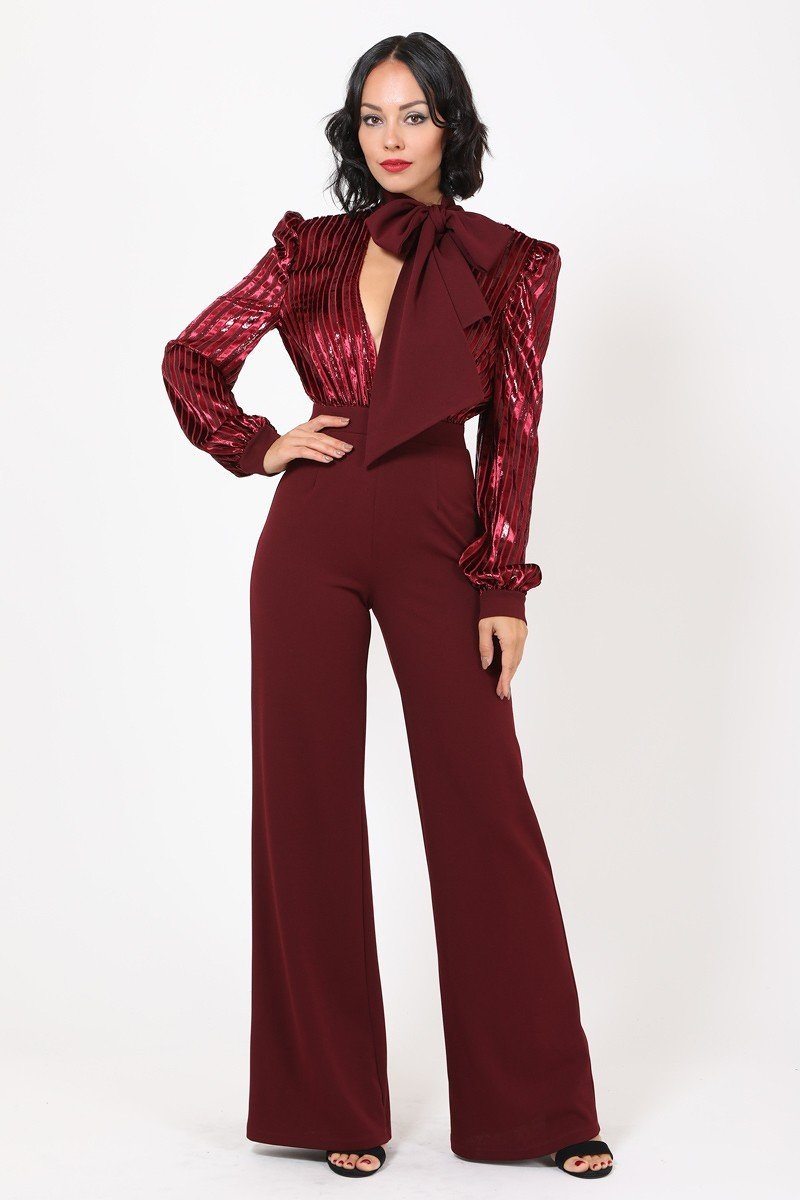 Gorgeous Shiny Lining Pattern Jumpsuit - Absolute Fashion 2020