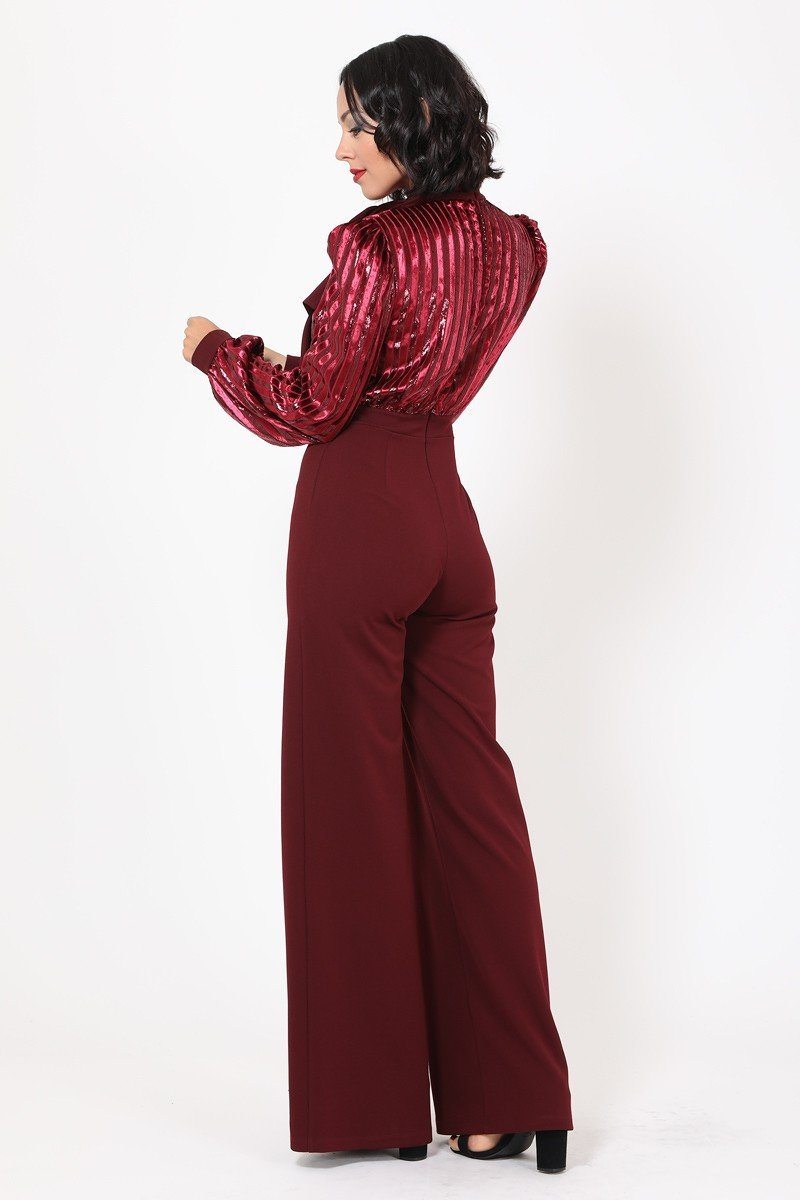 Gorgeous Shiny Lining Pattern Jumpsuit - Absolute Fashion 2020