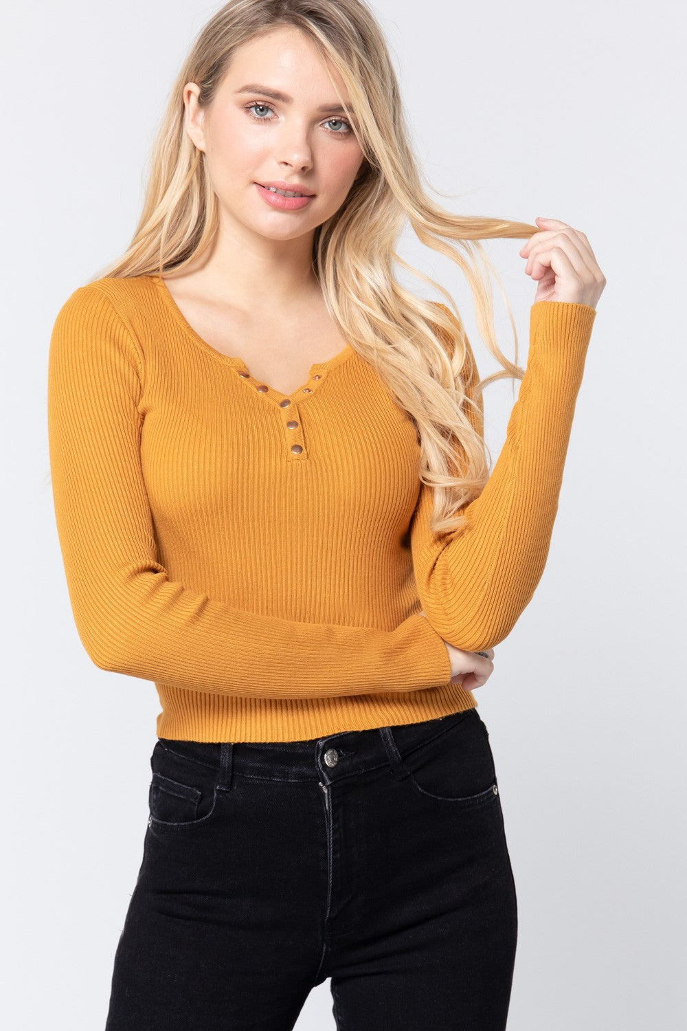 Snap Button Detail Sweater Top - Absolute Fashion 2020