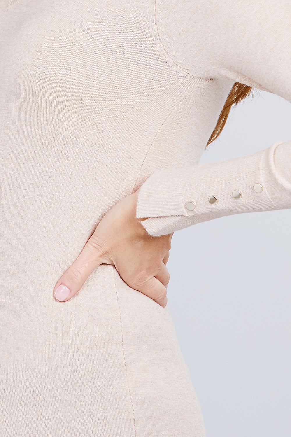 V-neck Sweater W/rivet Button - Absolute Fashion 2020