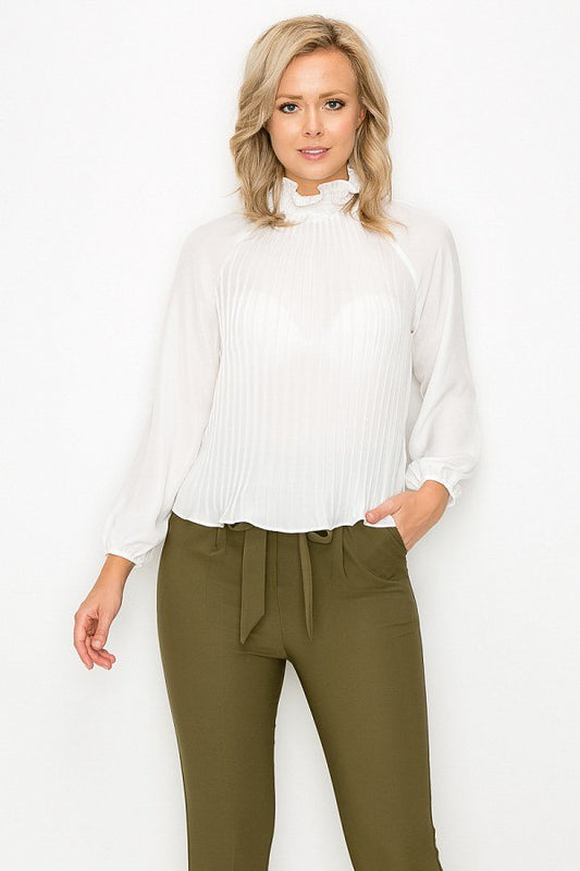 Smocked Trim Pleated Top - Absolute Fashion 2020