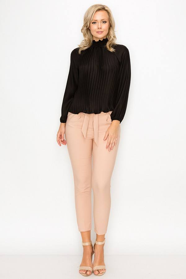 Smocked Trim Pleated Top - Absolute Fashion 2020