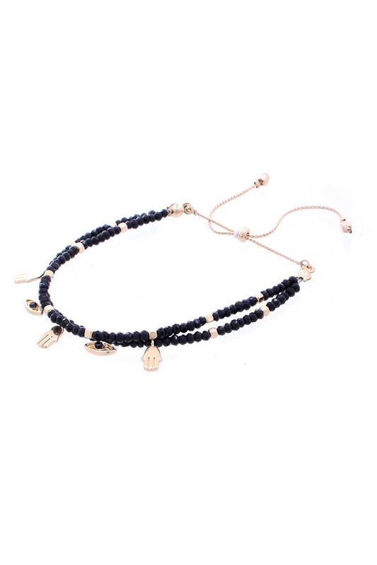 Hamsa Charm Glass Bead Bracelet - Absolute Fashion 2020