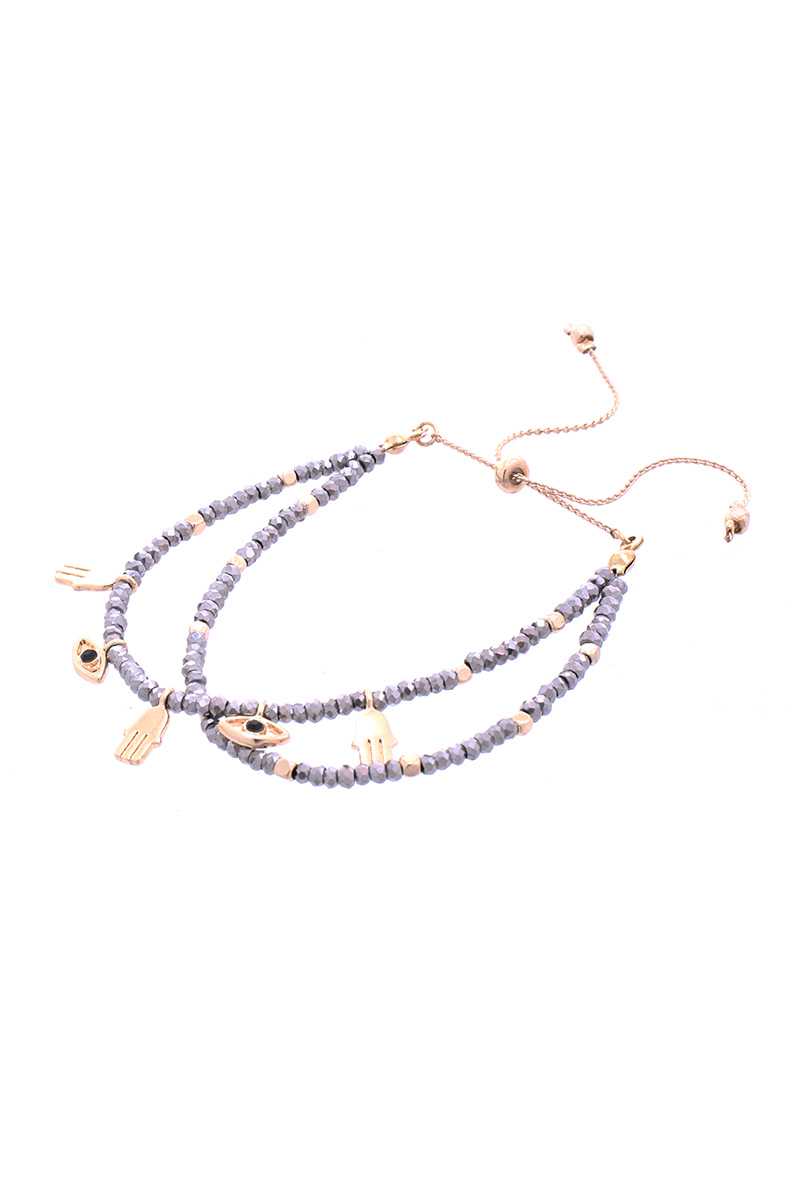Hamsa Charm Glass Bead Bracelet - Absolute Fashion 2020