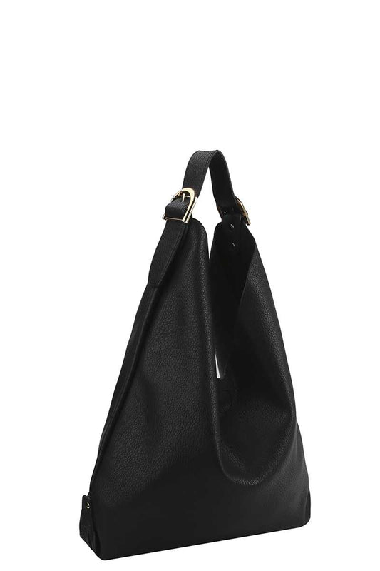 Smooth Textured Buckle Hobo Bag - Absolute Fashion 2020