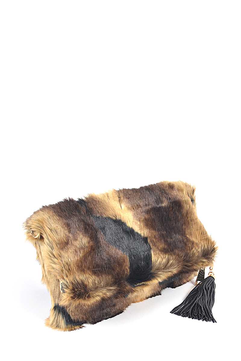 Tiger Print Fur Foldable Clutch - Absolute Fashion 2020