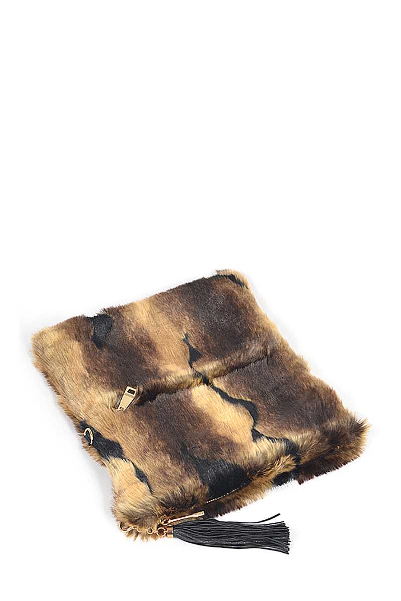 Tiger Print Fur Foldable Clutch - Absolute Fashion 2020