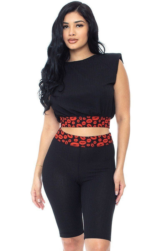 Shoulder Pad And Leopard Detailed Biker Shorts - Absolute Fashion 2020