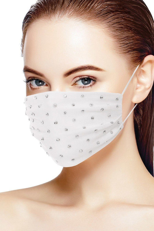 3d Shiny Silver Metal Studs Rhinestone Jersey Fashion Face Mask - Absolute Fashion 2020