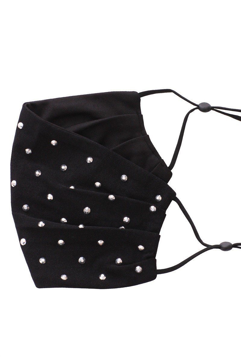 3d Shiny Silver Metal Studs Rhinestone Jersey Fashion Face Mask - Absolute Fashion 2020