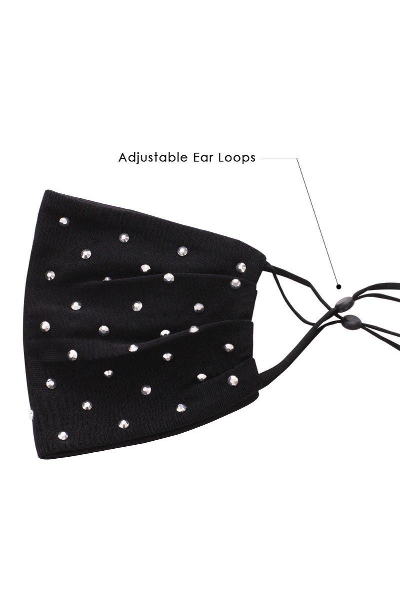 3d Shiny Silver Metal Studs Rhinestone Jersey Fashion Face Mask - Absolute Fashion 2020