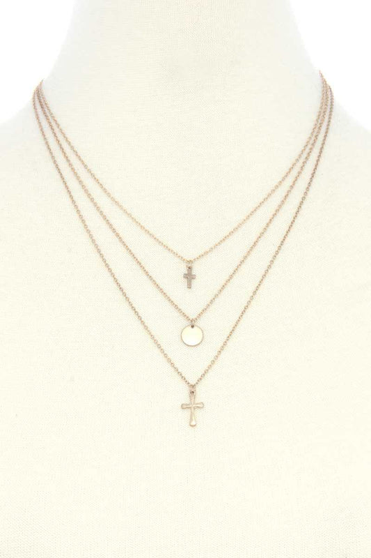 Dainty Cross Charm Layered Necklace - Absolute Fashion 2020