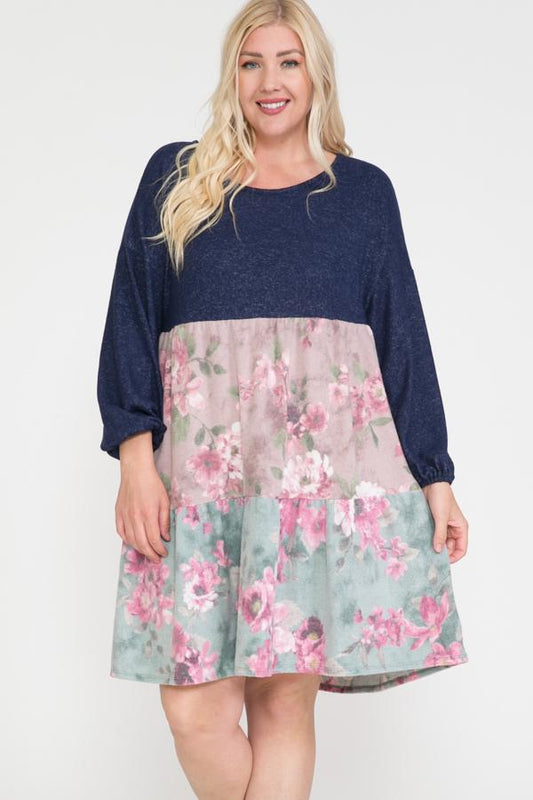 Floral Contrast Shirring Babydoll Dress - Absolute Fashion 2020