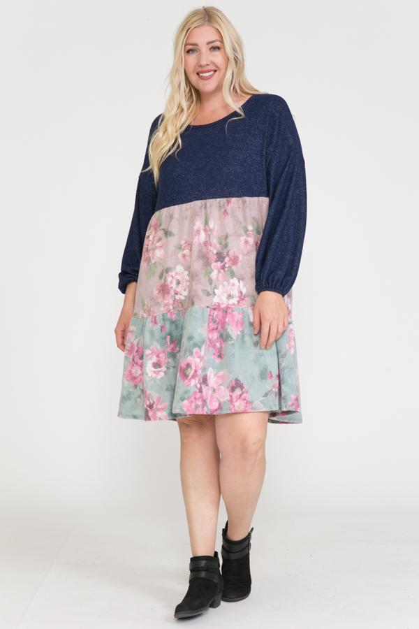 Floral Contrast Shirring Babydoll Dress - Absolute Fashion 2020