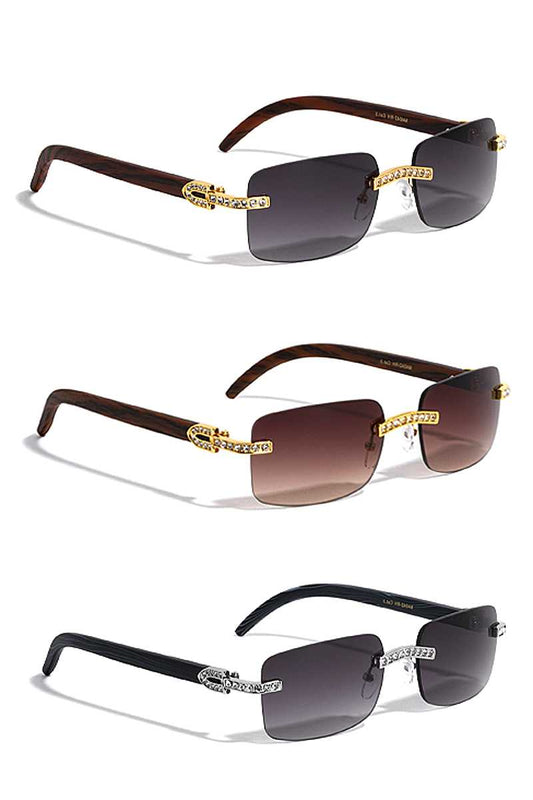 Trendy Metal Rhinestone Rimless Square Sunglasses - Absolute Fashion 2020