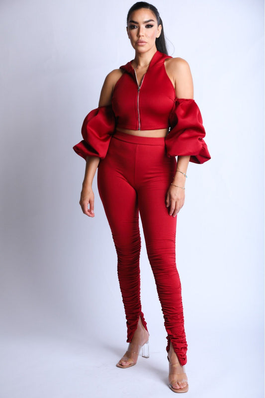 Puff Sleeve Hoodie Set - Absolute Fashion 2020