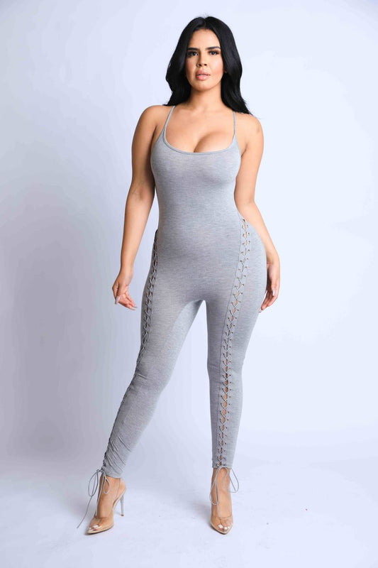 Lace Up Detailed Jumpsuit - Absolute Fashion 2020