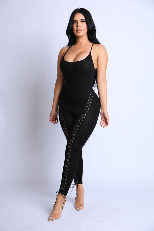 Lace Up Detailed Jumpsuit - Absolute Fashion 2020