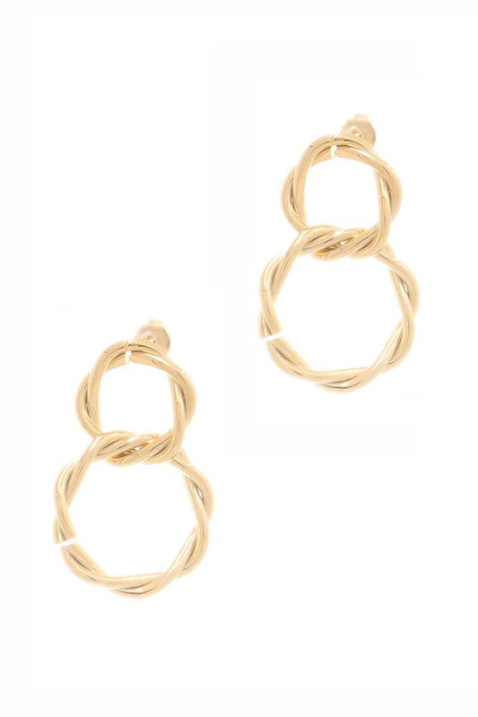 Secret Box Double Twist Metal Dangle Stud Earring - Absolute Fashion 2020