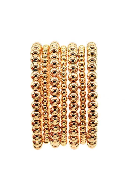 Ball Chain Stretch Metal Bracelet 7pc Set - Absolute Fashion 2020