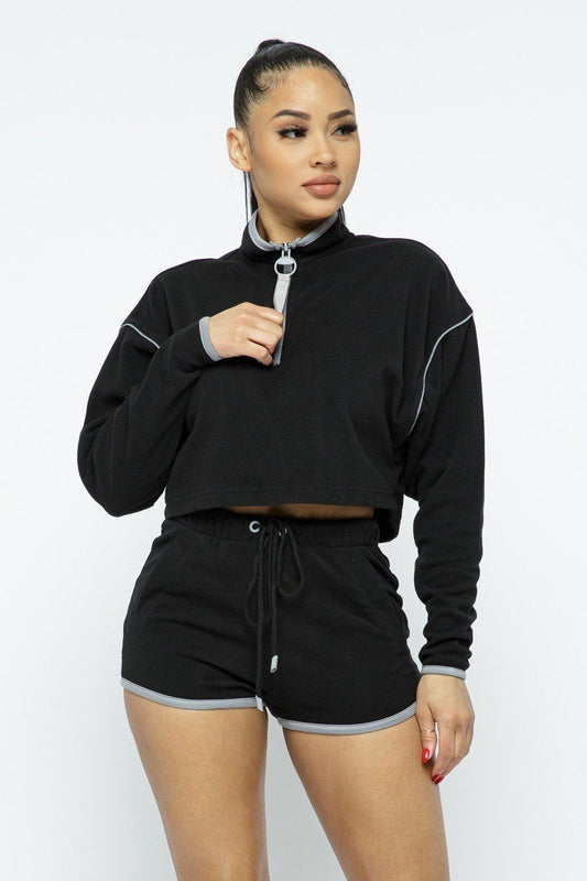 Sporty Crop Top Sporty High-waist Shorts Set - Absolute Fashion 2020
