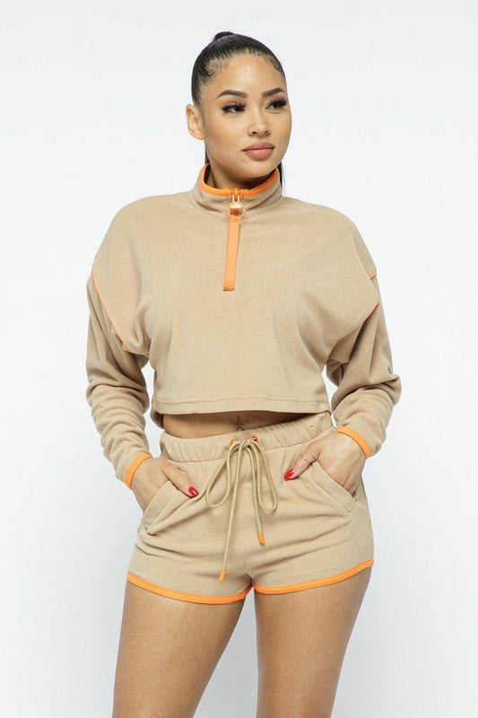 Sporty Crop Top Sporty High-waist Shorts Set - Absolute Fashion 2020