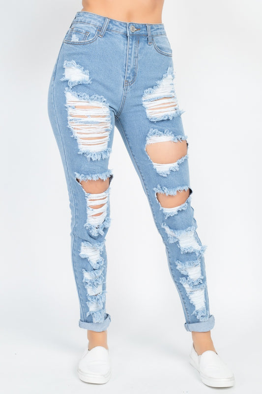 Distressed Straight Leg Jeans - Absolute Fashion 2020