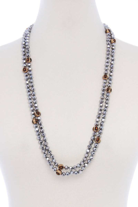 Glass Bead 2 Layered Long Necklace - Absolute Fashion 2020