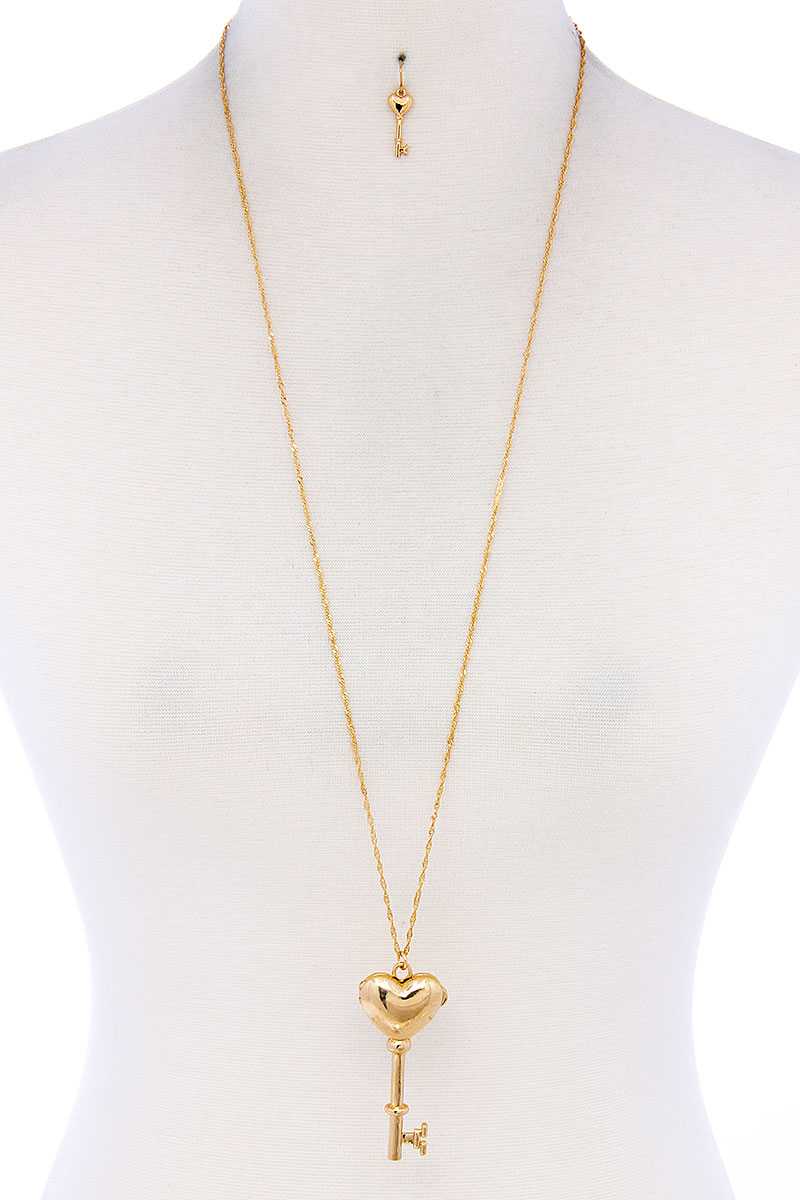 Heart Key Shape Locket Pendant Necklace - Absolute Fashion 2020