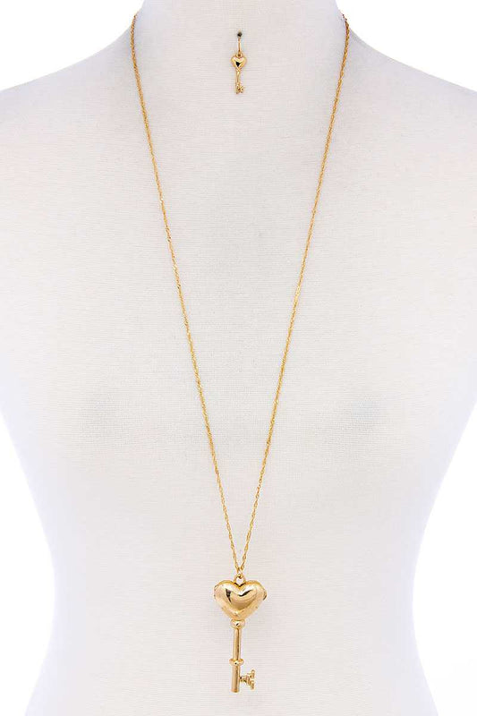 Heart Key Shape Locket Pendant Necklace - Absolute Fashion 2020