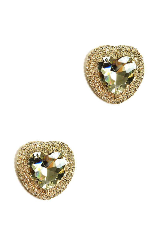 Rhinestone Heart Stud Earring - Absolute Fashion 2020