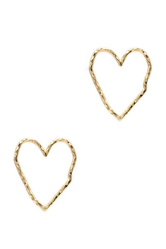 Rough Metal Heart Stud Earring - Absolute Fashion 2020