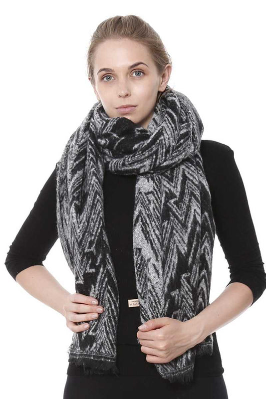 Zig Zag Printed Oblong Scarf - Absolute Fashion 2020