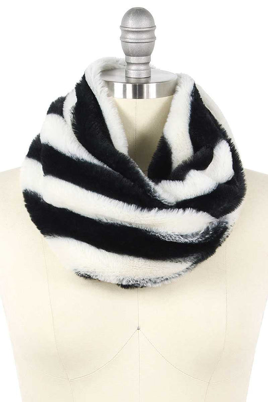 Stripe Fur Tube Infinity Scarf - Absolute Fashion 2020