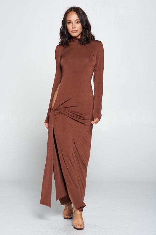 Side Tie Long Sleeve Dress - Absolute Fashion 2020