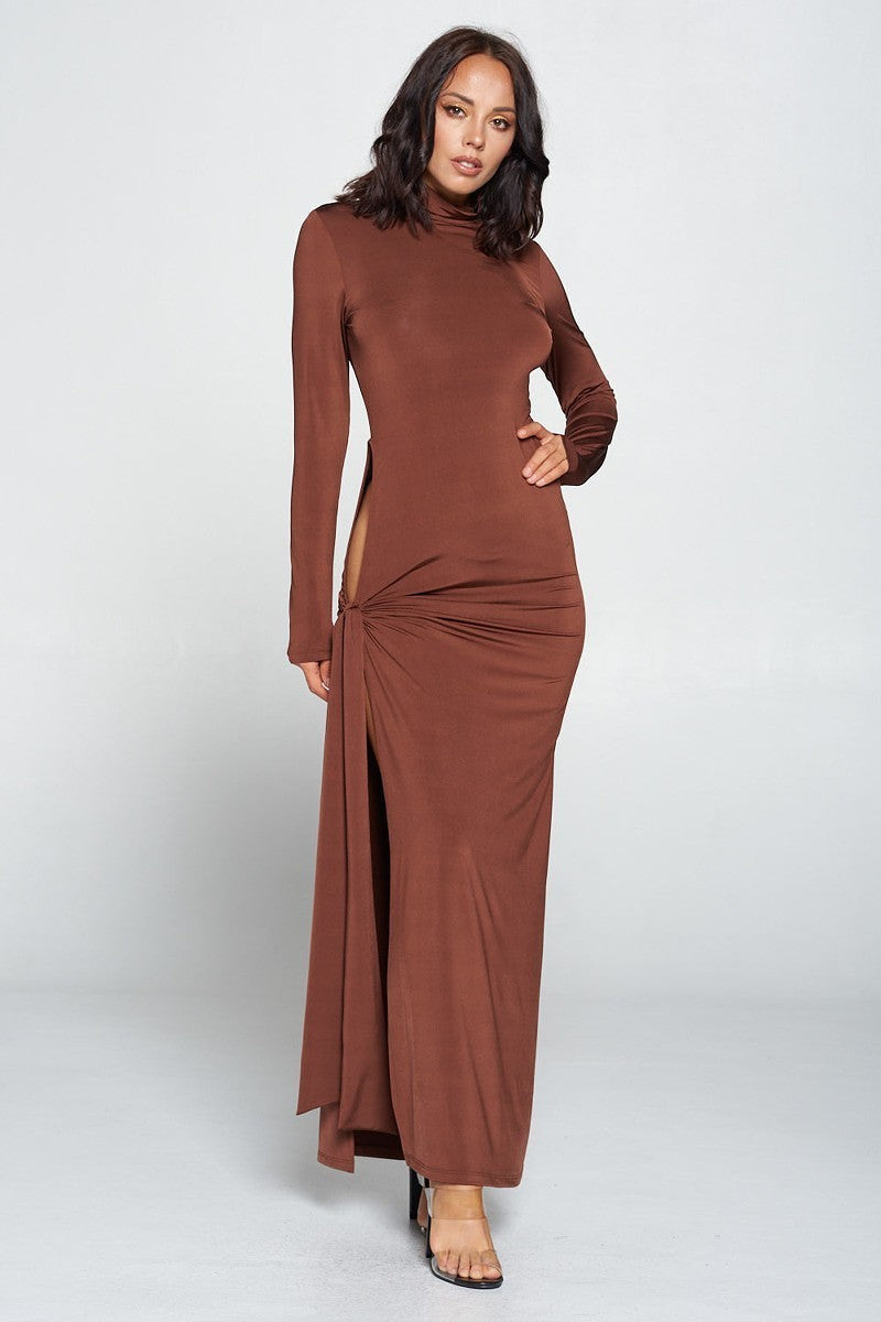 Side Tie Long Sleeve Dress - Absolute Fashion 2020