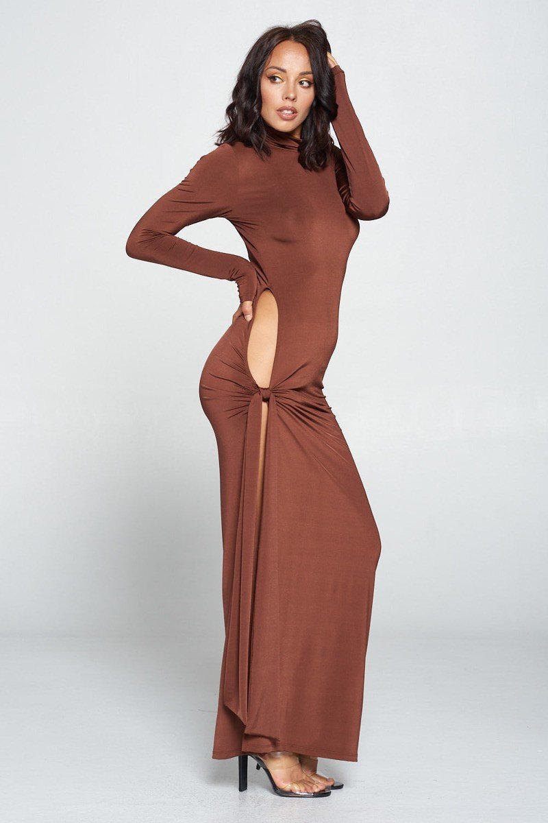 Side Tie Long Sleeve Dress - Absolute Fashion 2020