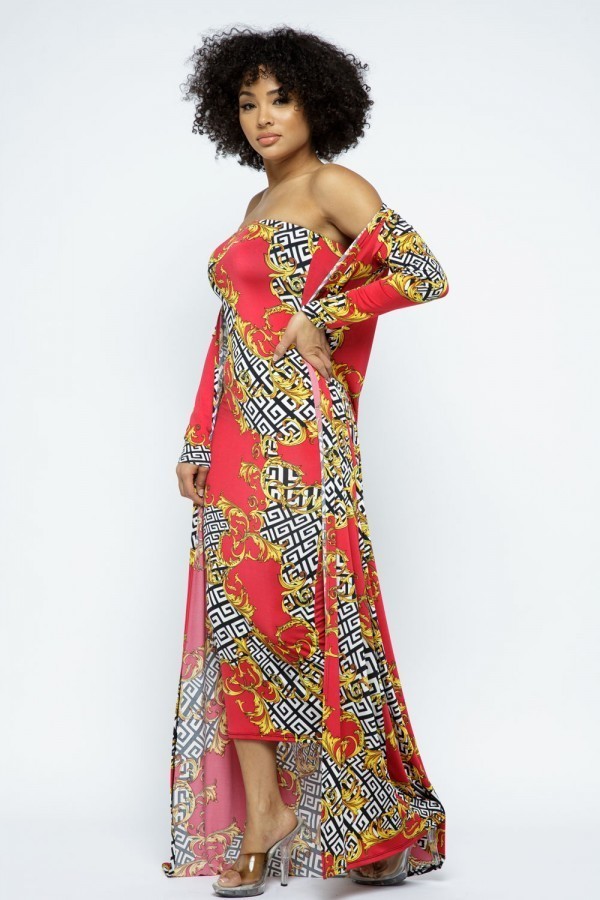 Venechia Print Tube Dress With Cardigan Set - Absolute Fashion 2020