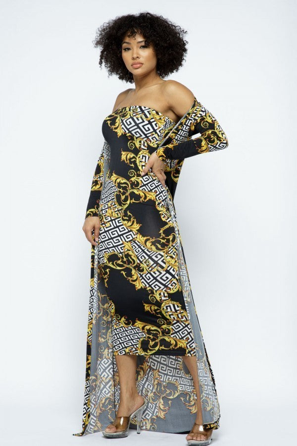 Venechia Print Tube Dress With Cardigan Set - Absolute Fashion 2020