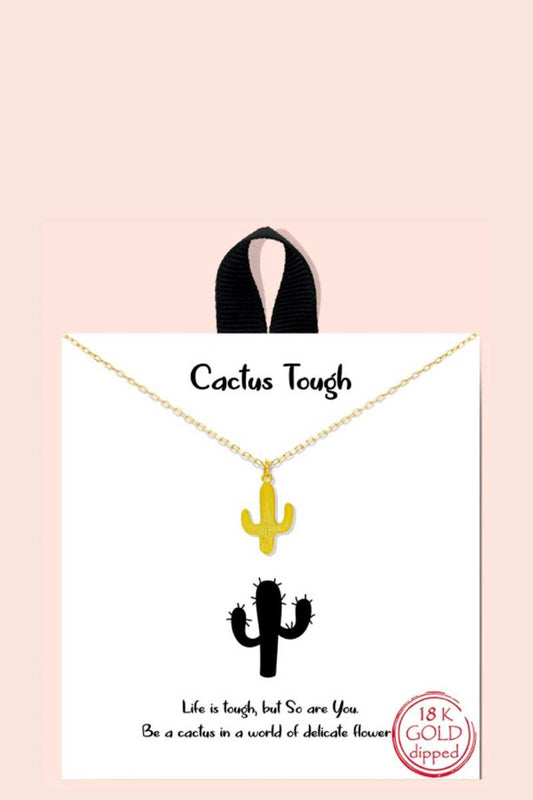 Cactus Tough Pendant Dainty Message Necklace - Absolute Fashion 2020