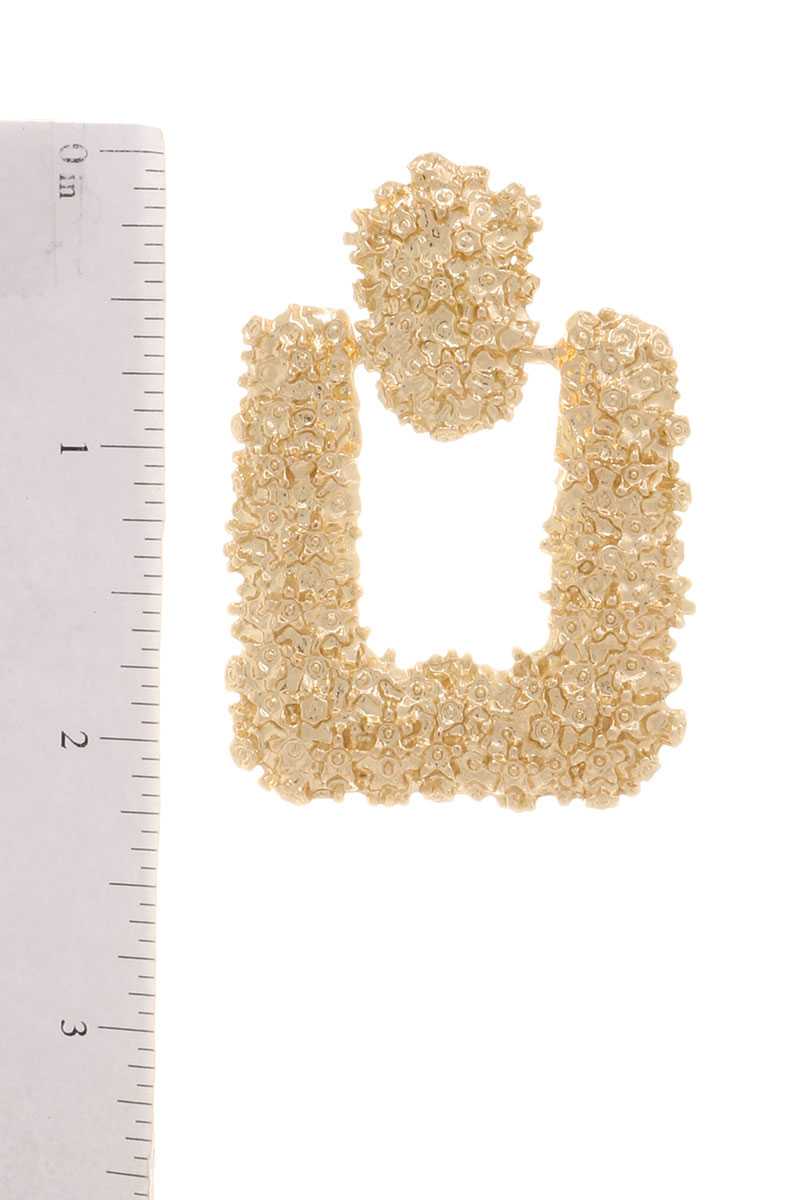 Gold Rectangle Geometric Metal Dangle Statement Drop Earring - Absolute Fashion 2020