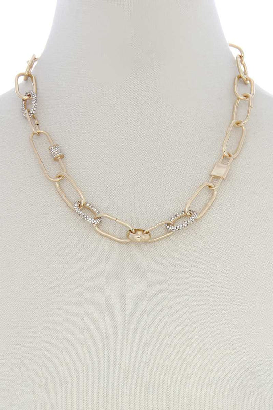 Rhinestone Oval Link Necklace - Absolute Fashion 2020