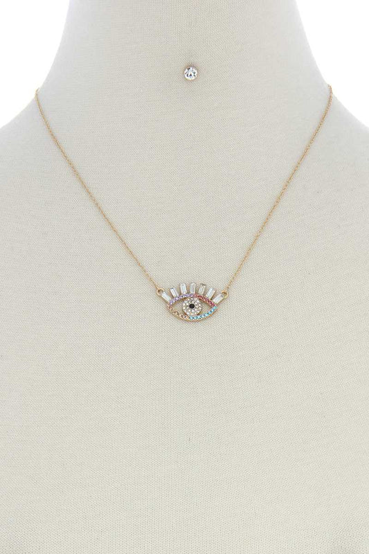 Rhinestone Eye Charm Necklace - Absolute Fashion 2020
